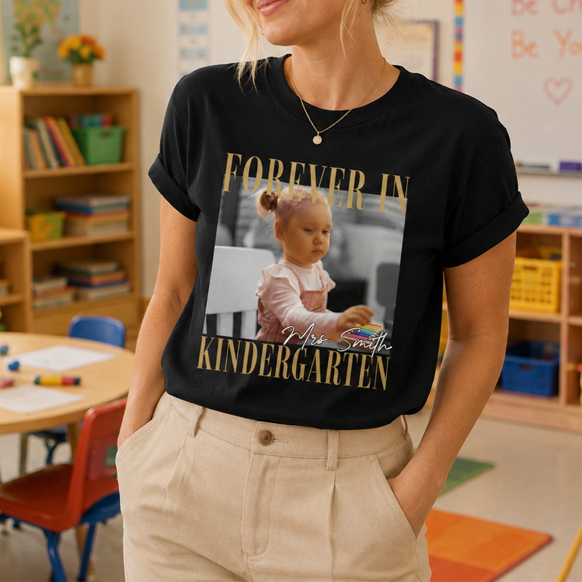 Forever In My School Era – Personalized Photo Shirt – Custom Name & Grade Back To School Shirt