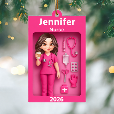 Personalized Nurse In Toy Box 3D Acrylic Ornament, Special Christmas Gift For Nurse, For Co-workers
