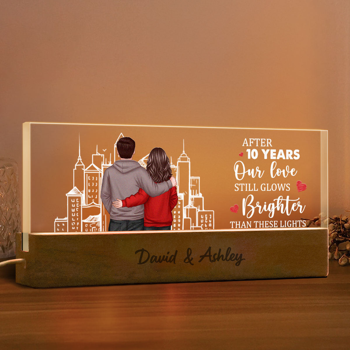 Couple Outline Skyline Personalized Romantic Couple Gift, Custom LED Night Light
