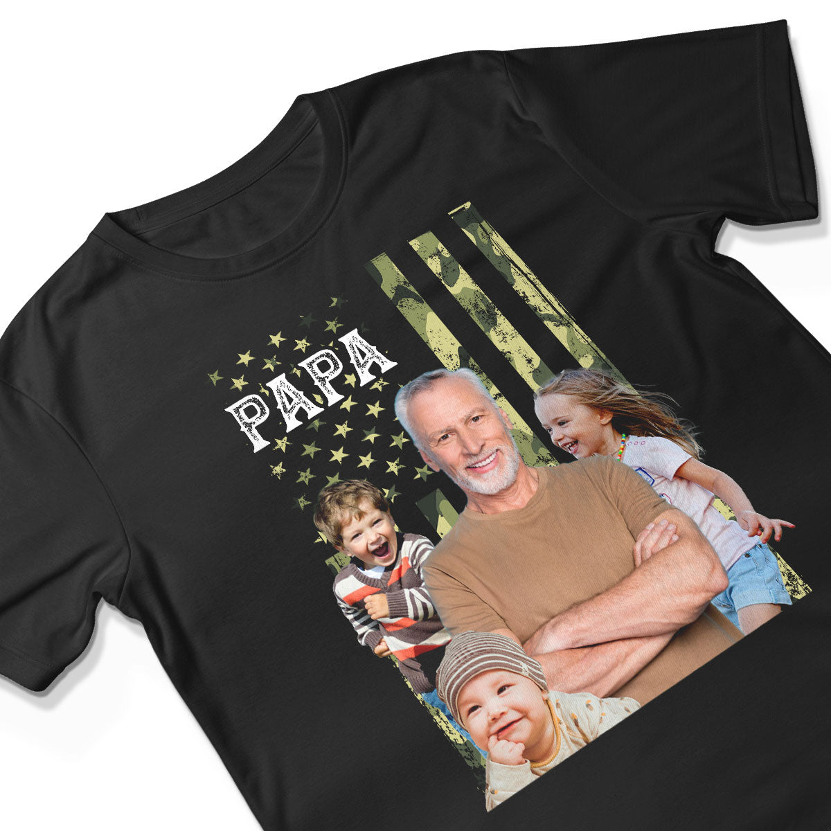 Dad Grandpa Nation Flag Photo Inserted Personalized Shirt, 4th Of July, Patriotic Gift
