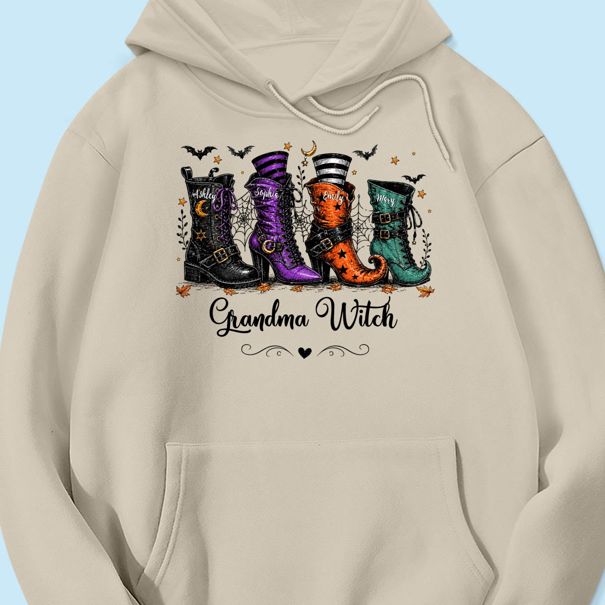 Grandma Witch Boots With Grandkids’ Names – Personalized Shirt – Halloween Gift For Grandma