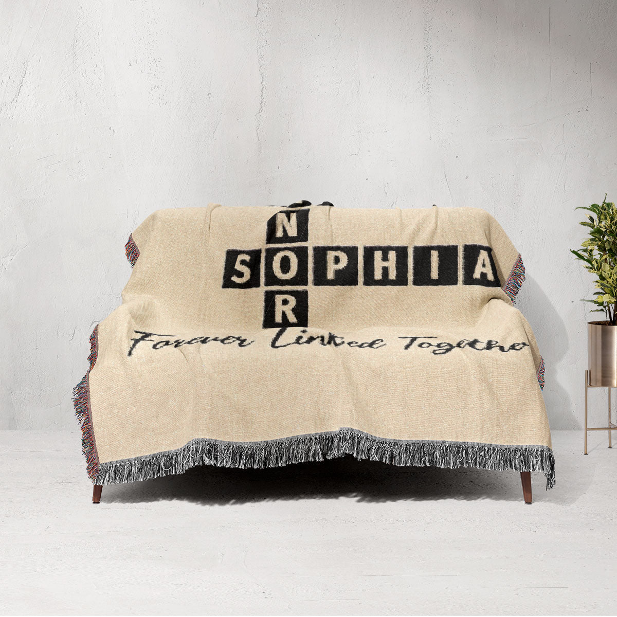 Family Crossword Art - Created In A Moment, Treasured Forever Personalized Tapestry Woven Blanket