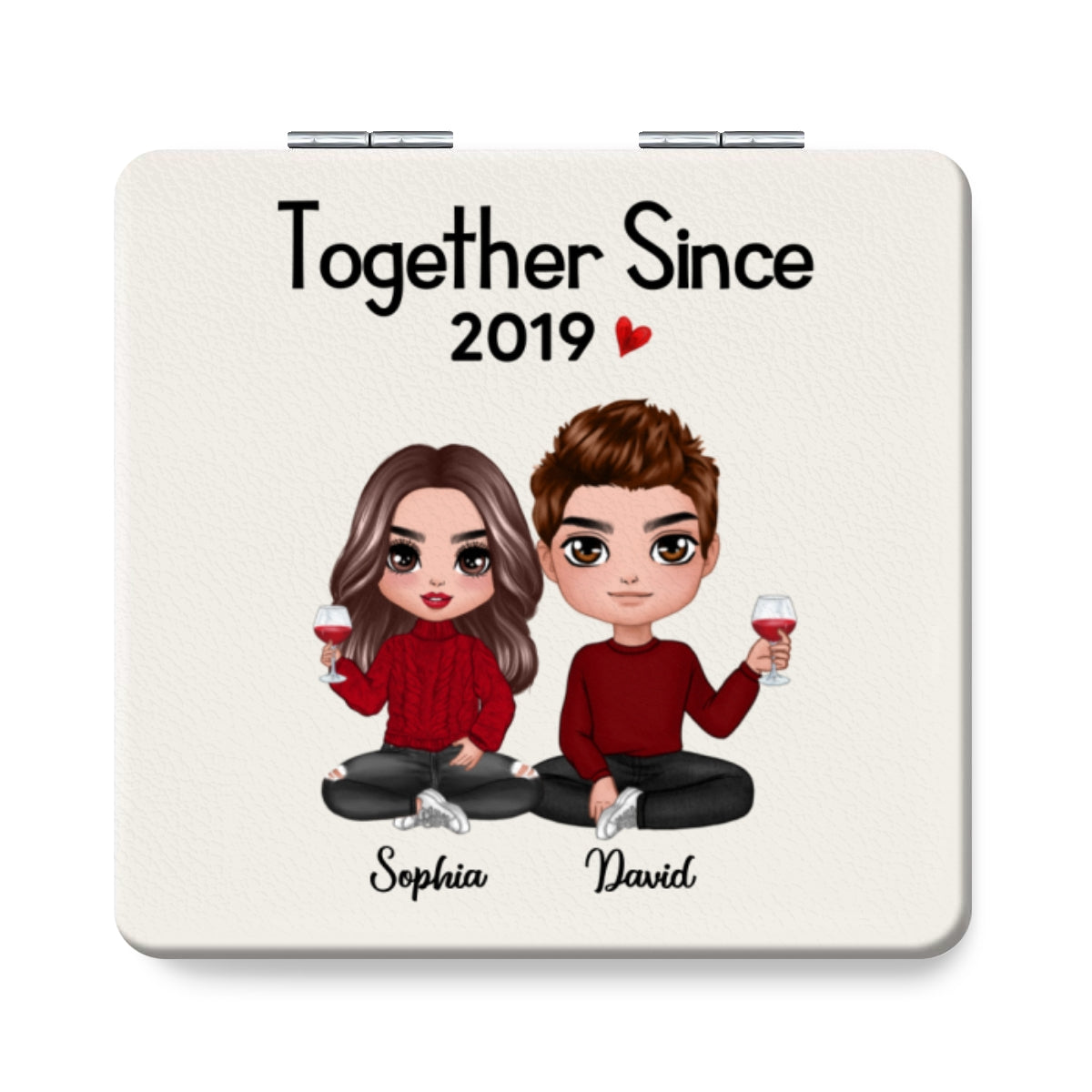 Doll Couple Sitting Together Since Personalized Square Compact Mirror