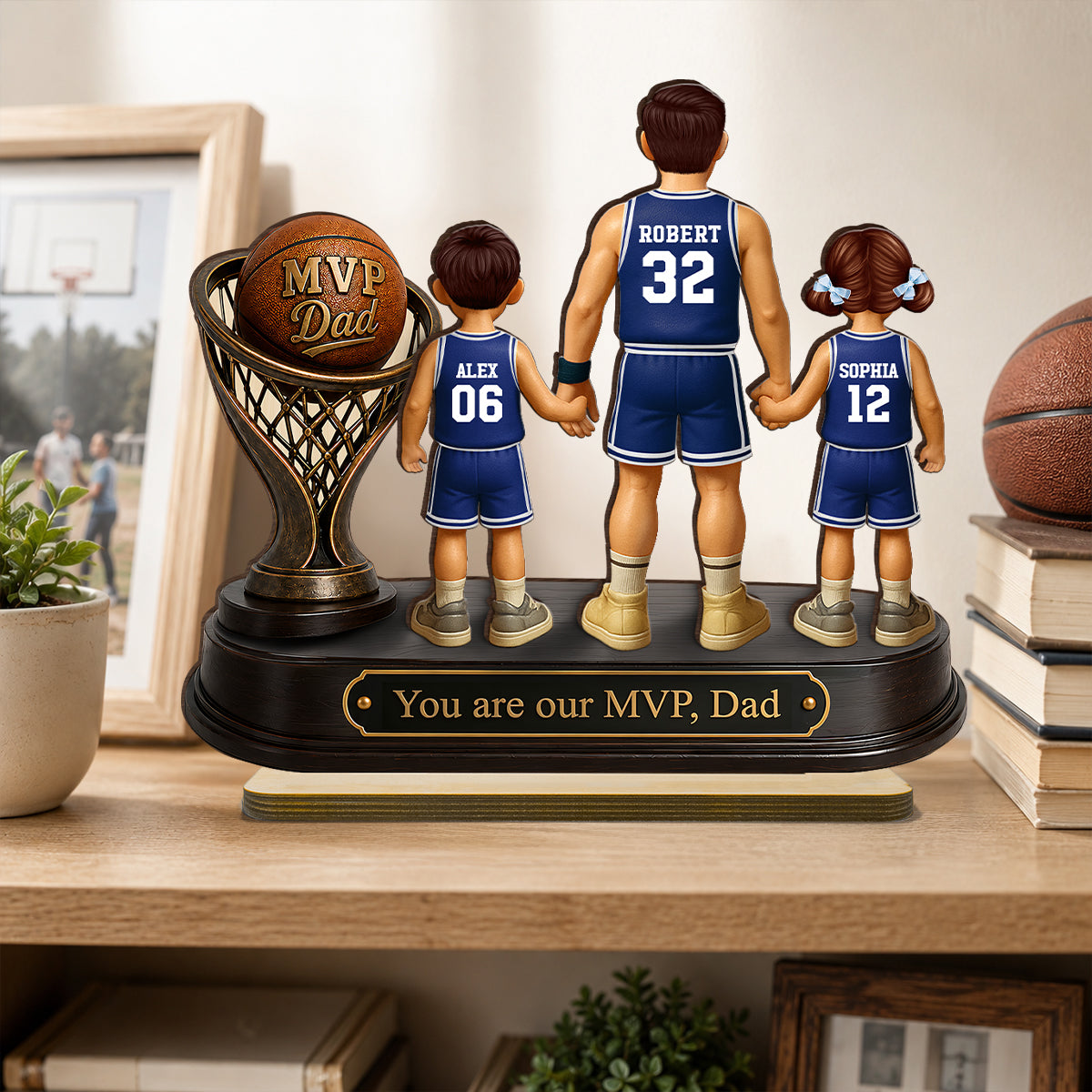 We Scored the Best Dad Basketball Trophy - Personalized 2-Layered Wooden Plaque - Father's Day Gift for Dad, Husband