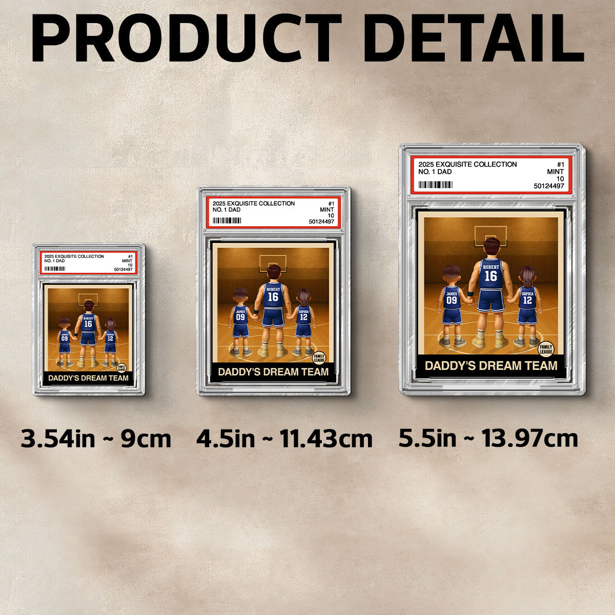 Basketball No. 1 Dad Man & Kids Trading Card Style Personalized Acrylic Fridge Magnet