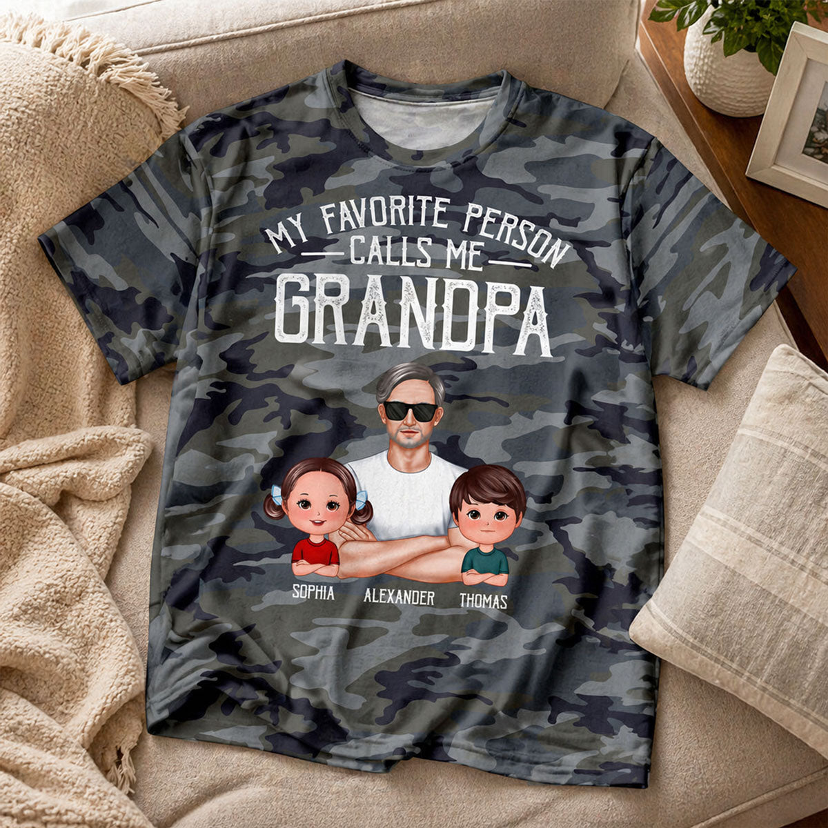My Favorite People Call Me Grandpa Camo Pattern - Personalized Shirt - Father's Day Gift For Husband, Dad, Grandpa