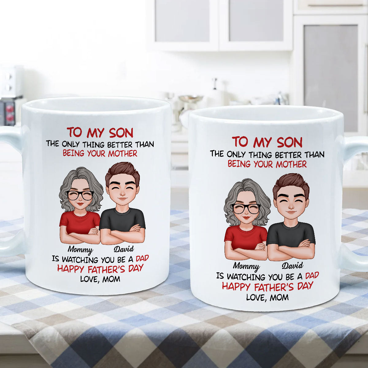 To My Son Personalized Ceramic Mug, Heartfelt Father's Day Gift For Son