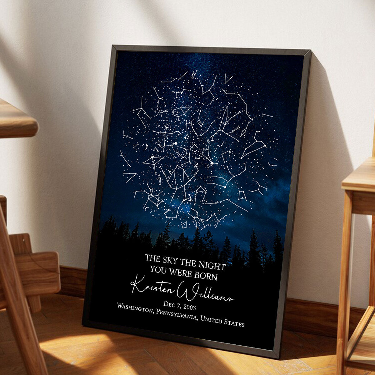 The Stars on the Night You Were Born Custom Star Map, Heartfelt Gift for Husband, Wife, Daughter, Son, Granddaughter, Grandson, Birthday Gift