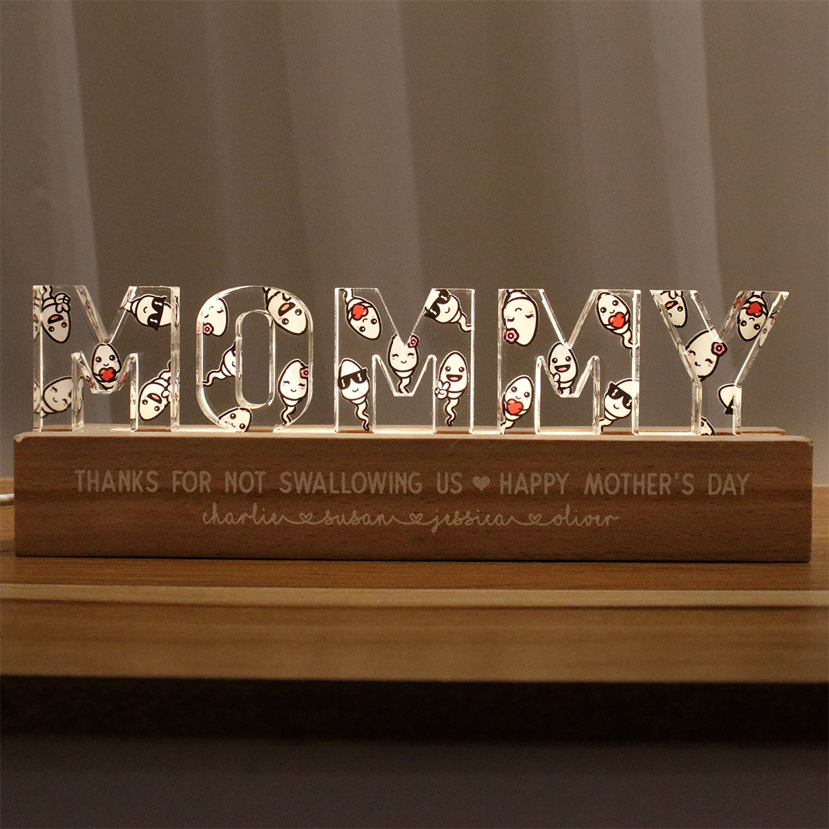 Mommy Thanks For Not Swallowing Us Funny Mother‘s Day Gift For Mom Personalized LED Night Light