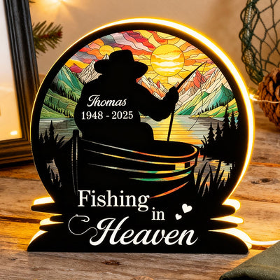 Fishing In Heaven Memorial - Personalized Light Box - Memorial Keepsake For Family