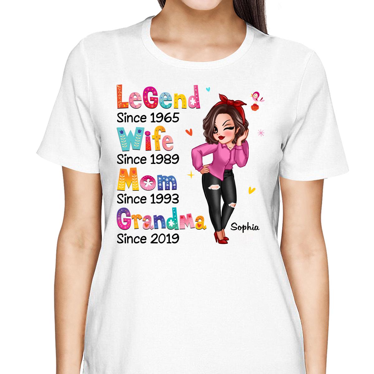 Colorful Pattern Sassy Legend Wife Mom Grandma Personalized Shirt