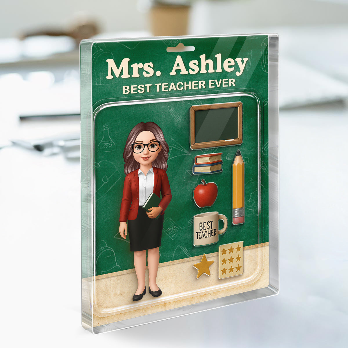 Teacher Action Figure Personalized Acrylic Block, Back To School Gift, Teacher Appreciation Gift