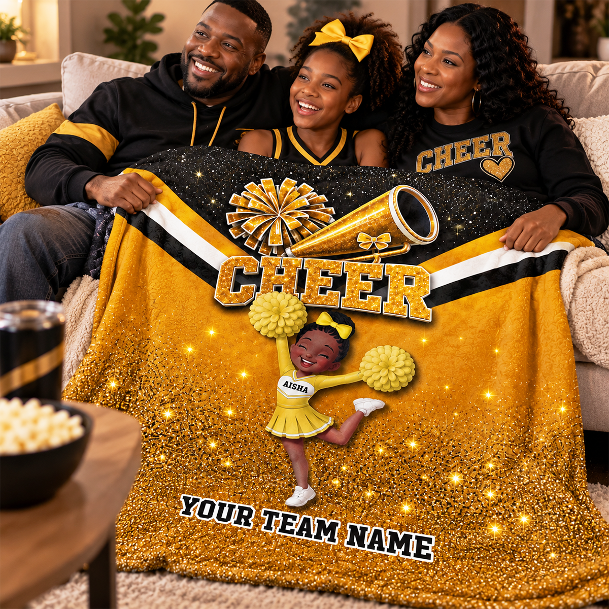 Proud Cheerleader Custom Name And Team Name - Personalized Fleece Blanket - Christmas Gift For Cheerleaders, Daughter, Granddaughter