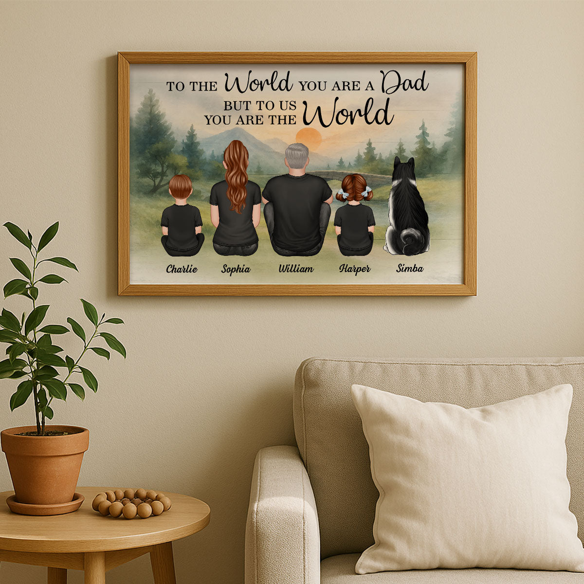 Retro Vintage Mountain Landscape Dad You Are The World Personalized Poster| Heartfelt Father's Day Gift For Dad, Husband