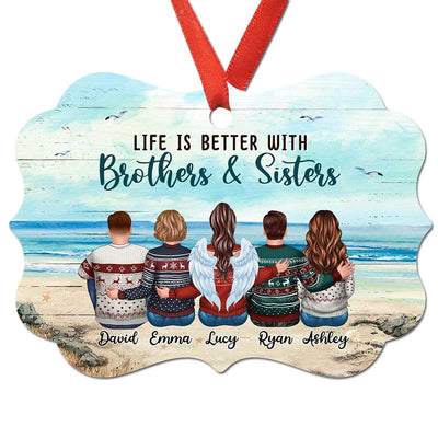 Beach Landscape Life Is Better With Brothers Sisters Siblings Personalized Christmas Ornament