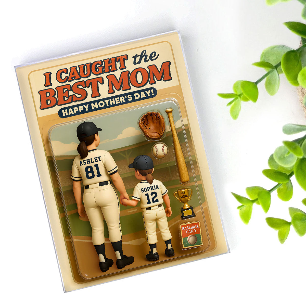 We Caught the Best Mom Baseball Custom Figure - Personalized Acrylic Block Plaque - Gift for Mom, Gift for Grandma, Gift for Wife