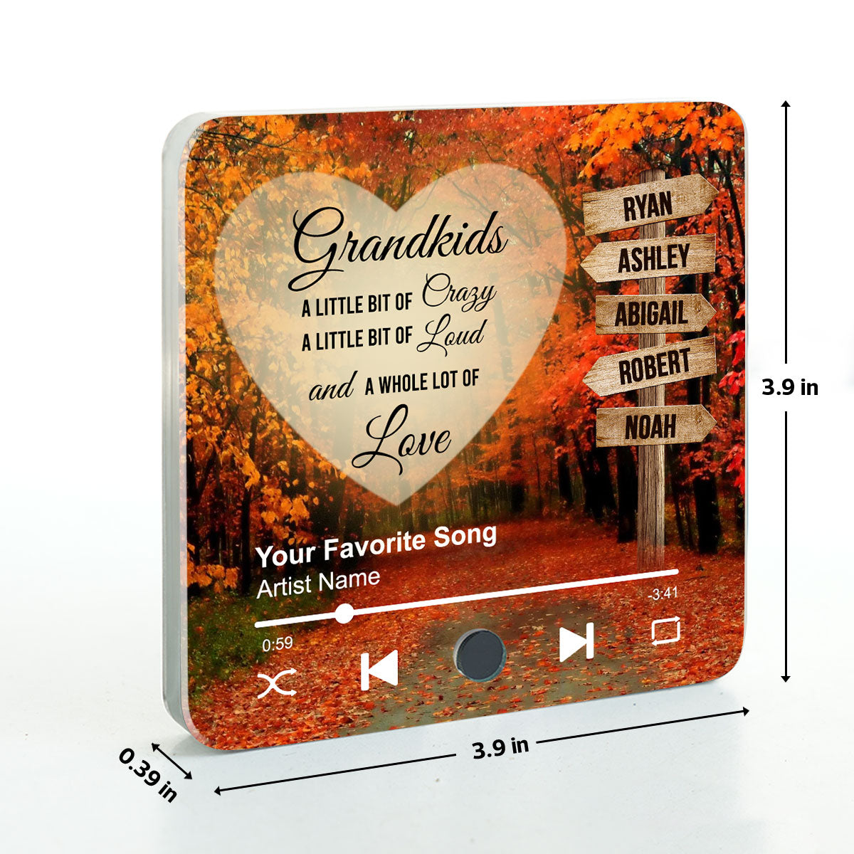 Grandkids Names On Street Sign Post Personalized Music Fridge Magnet, Perfect 2025 Gift For Mom For Grandma