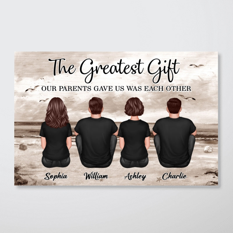 Brothers Sisters Siblings Retro Vintage Beach Landscape - Personalized Poster - Christmas Gift For Sisters, Brothers, Siblings
