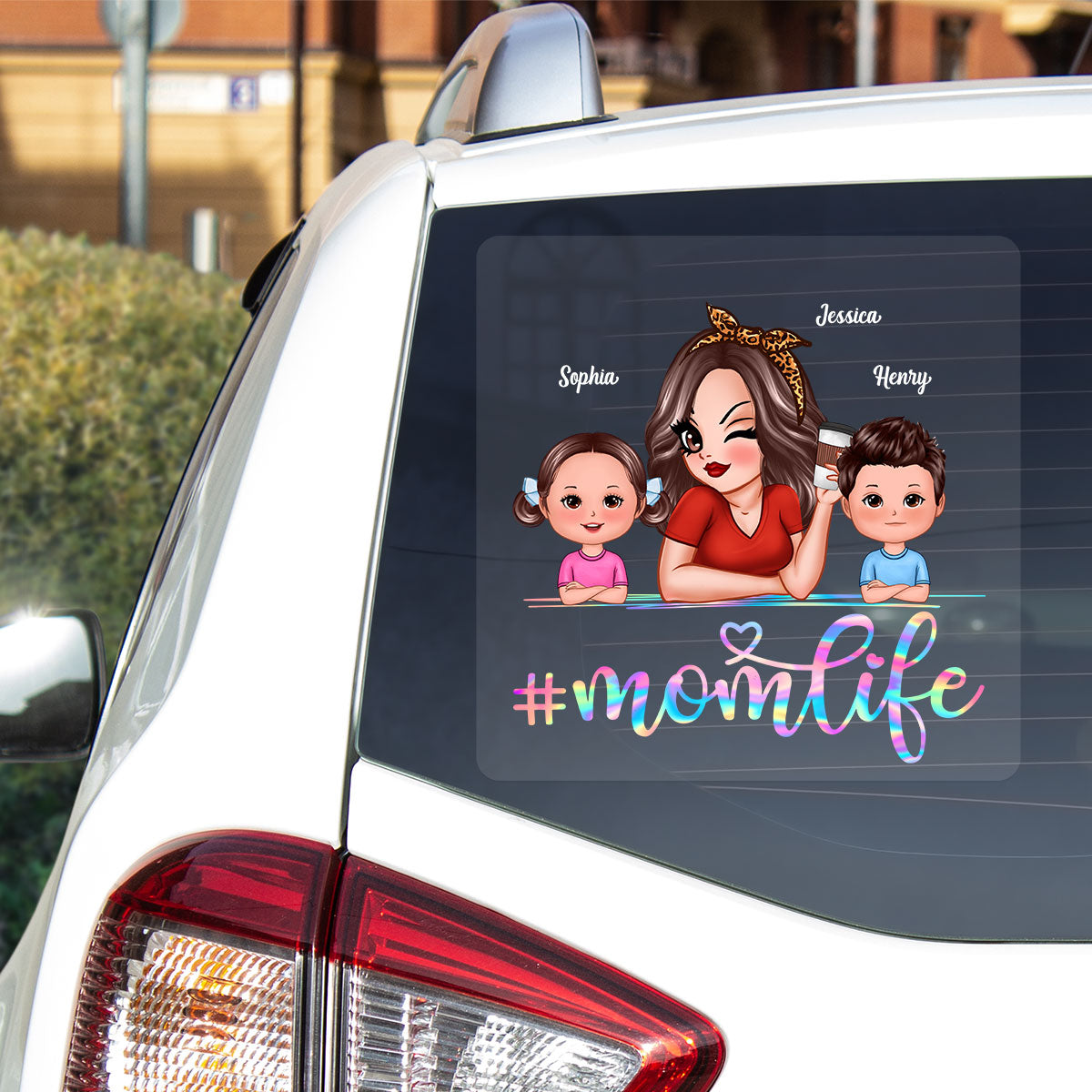 Mom Life Cute Kids Decor On Car Fridge Window Personalized Decal