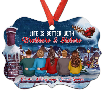 On Rooftop Siblings Sisters Brothers Besties Personalized Christmas Ornament