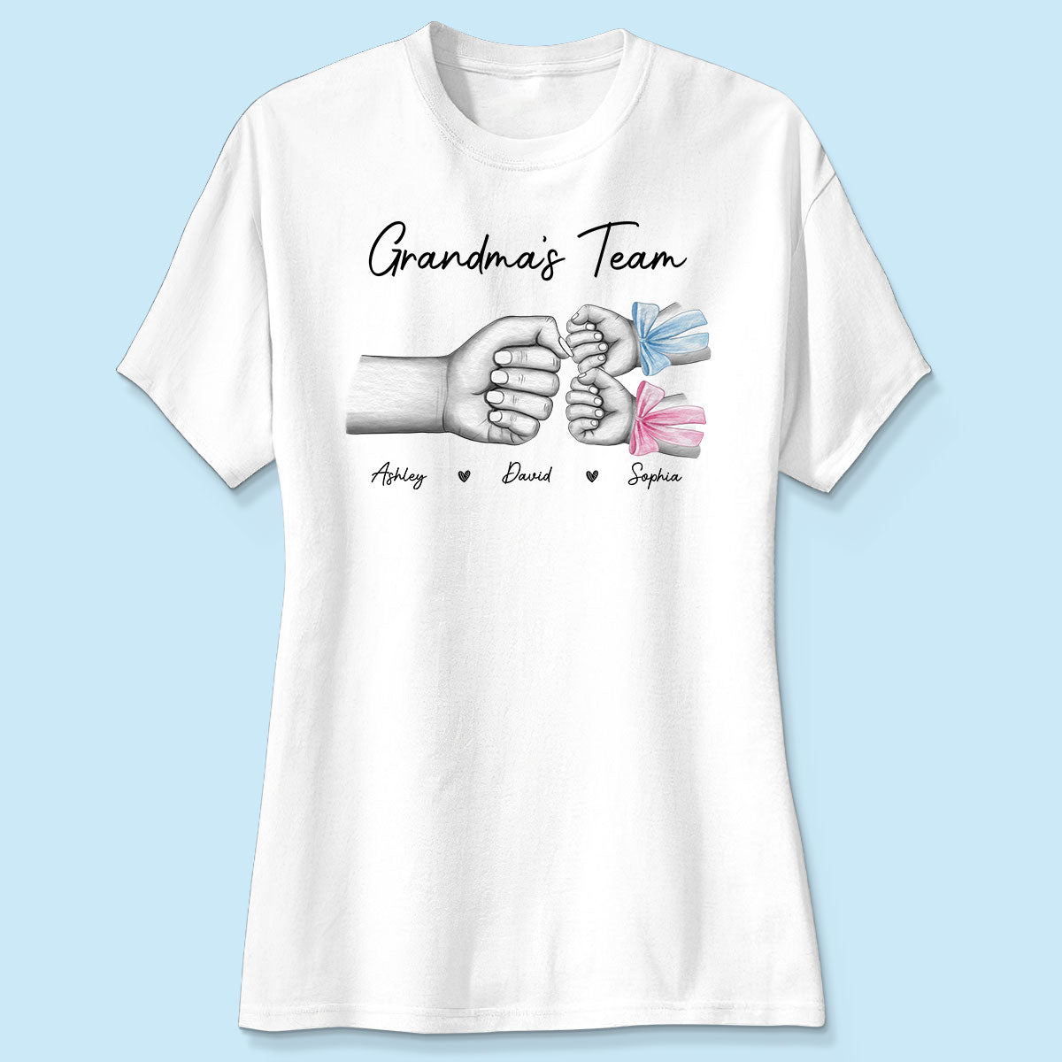 Grandma Mom‘s Team Fist Bump With Bows Personalized Shirt