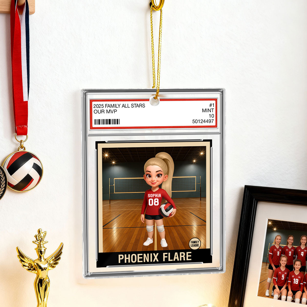 Volleyball Player All Star Trading Card Style - Personalized Acrylic Ornament - Christmas Gift For Daughter, Granddaughter