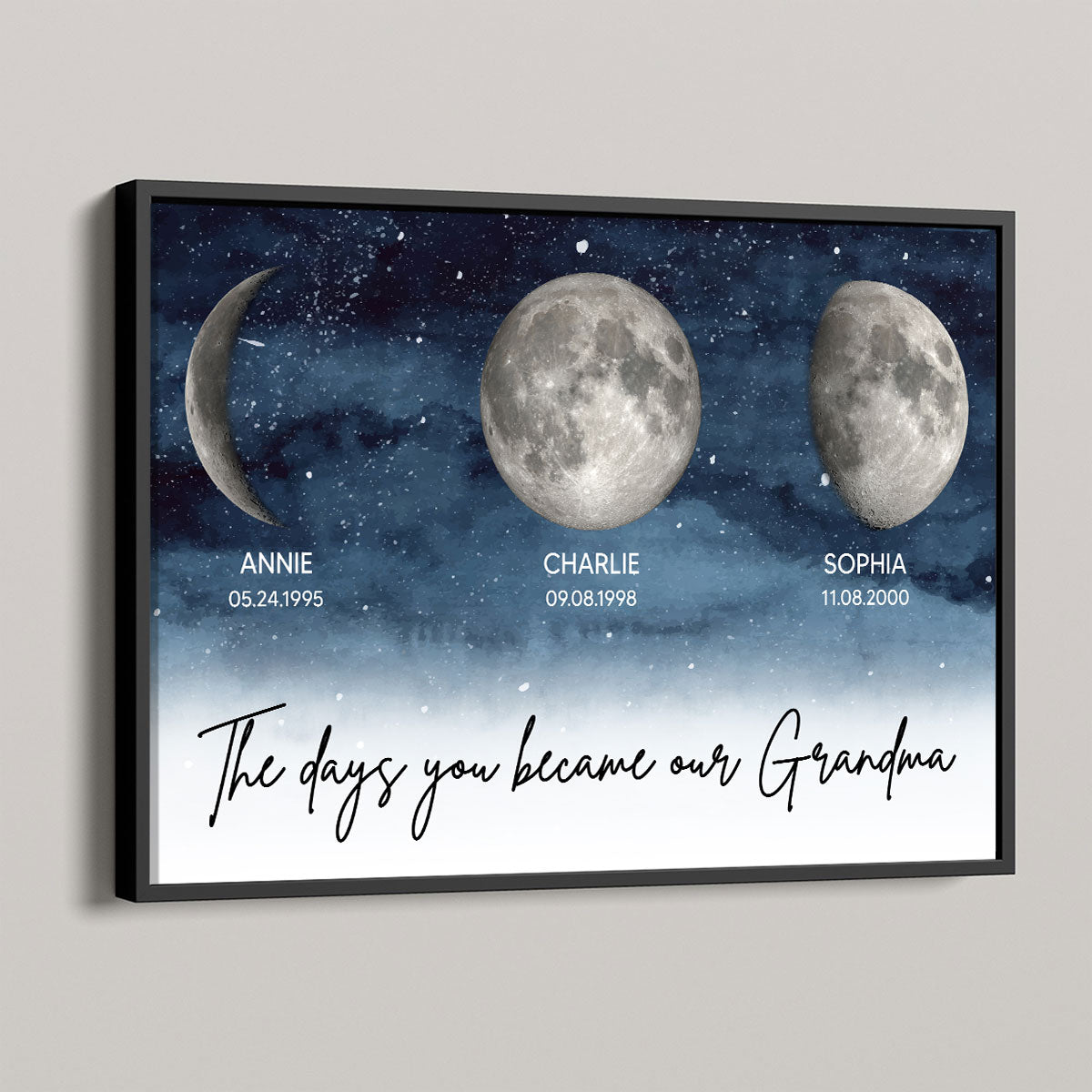 Starry Night Custom Birth Moon Phase The Days You Became Our Grandma Personalized Poster, Gift