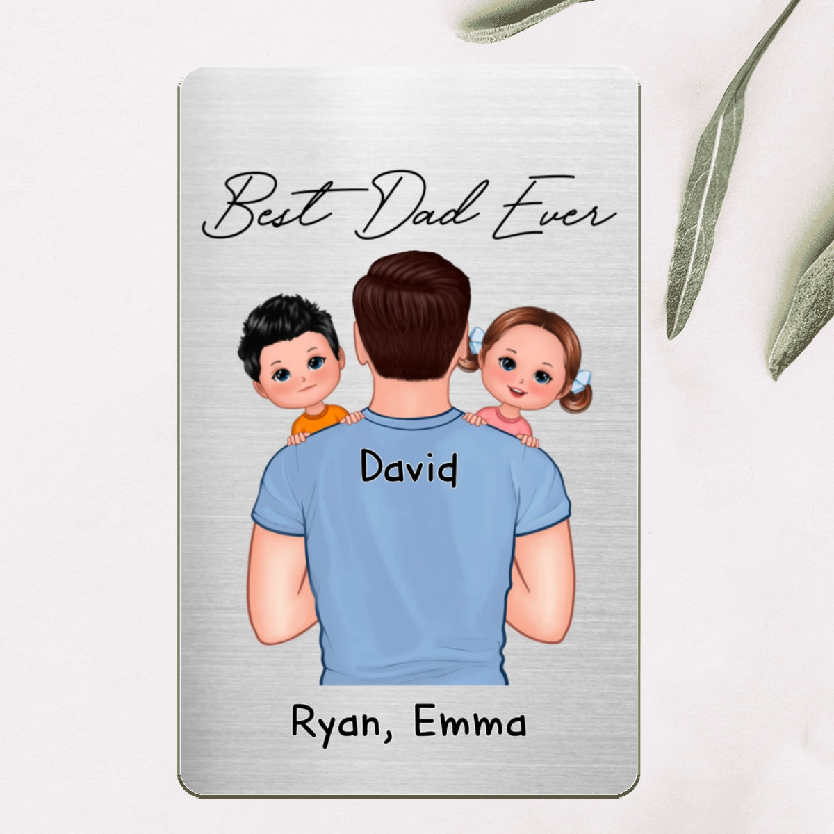 Dad Carrying Kids On Shoulder Gift For Dads Personalized Metal Wallet Card