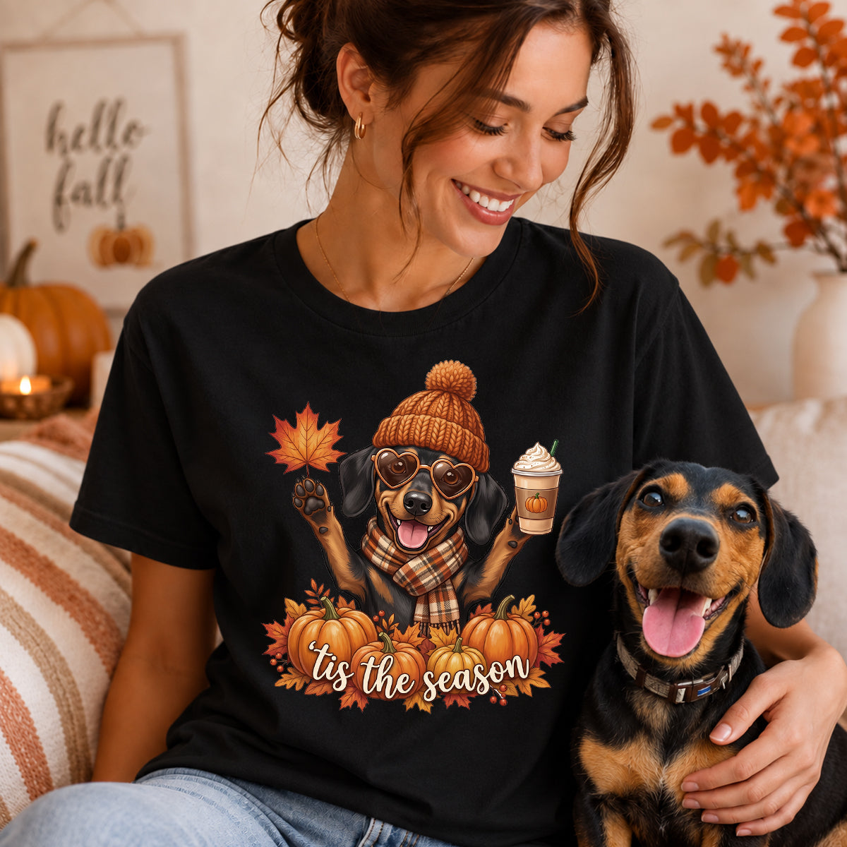 Tis the Season Retro Fall Pet - Personalized Shirt - Trendy Fall Tee for Dog Moms, Cat Moms