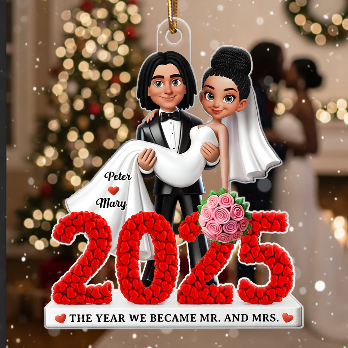 First Christmas Married 2025 - Personalized Acrylic Ornament - Christmas Gift for Newly Married Couple