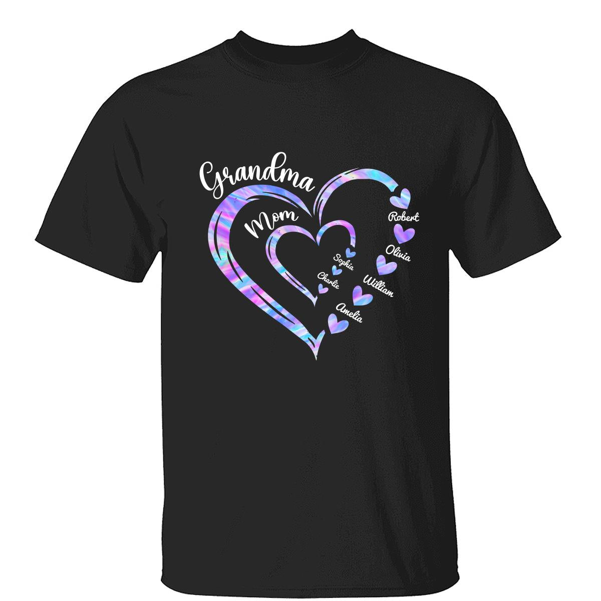 Galaxy Grandma Mom Heart In Heart Personalized Shirt