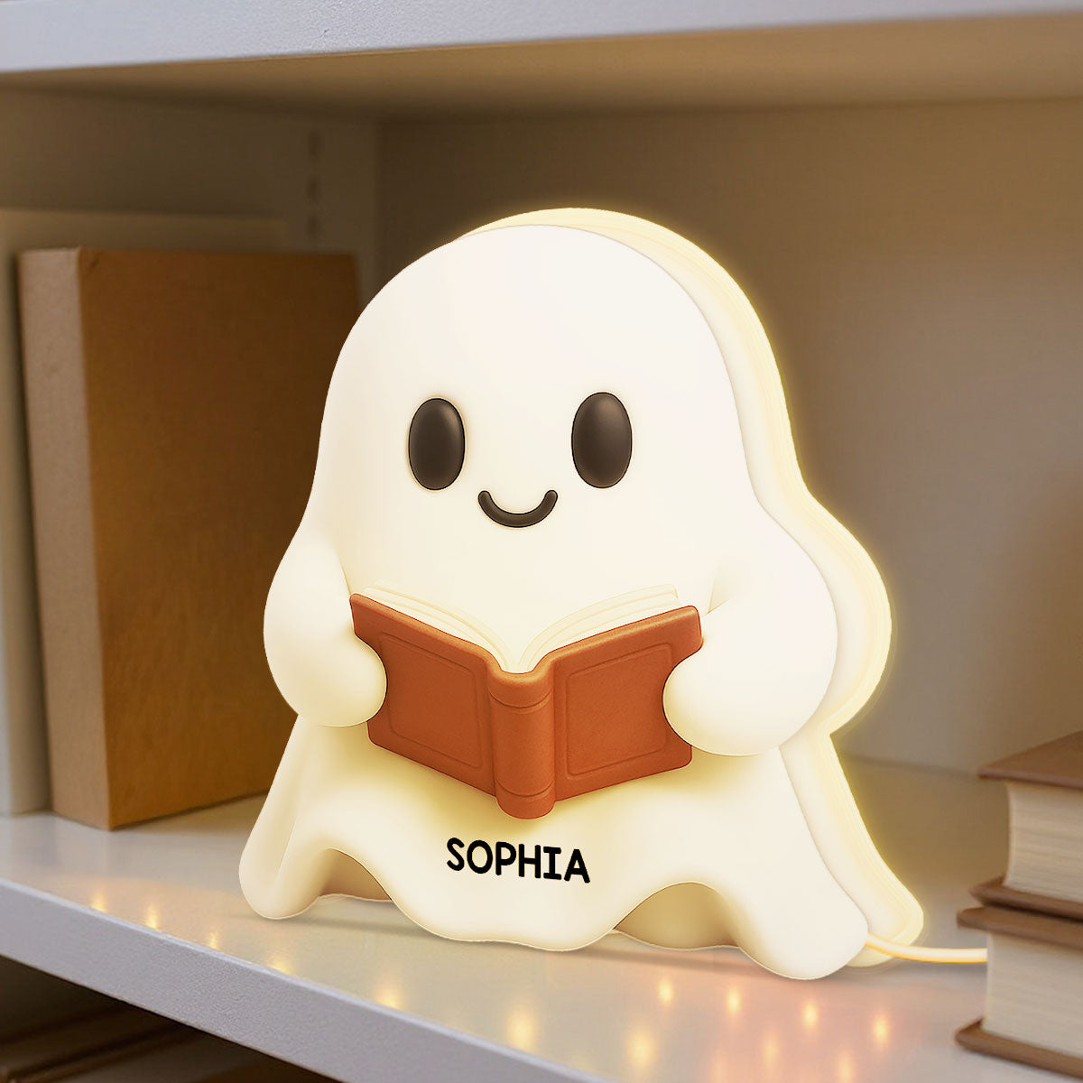 Halloween Boo Ghost Reading Book - Personalized Light Box - Gift For Book Lovers