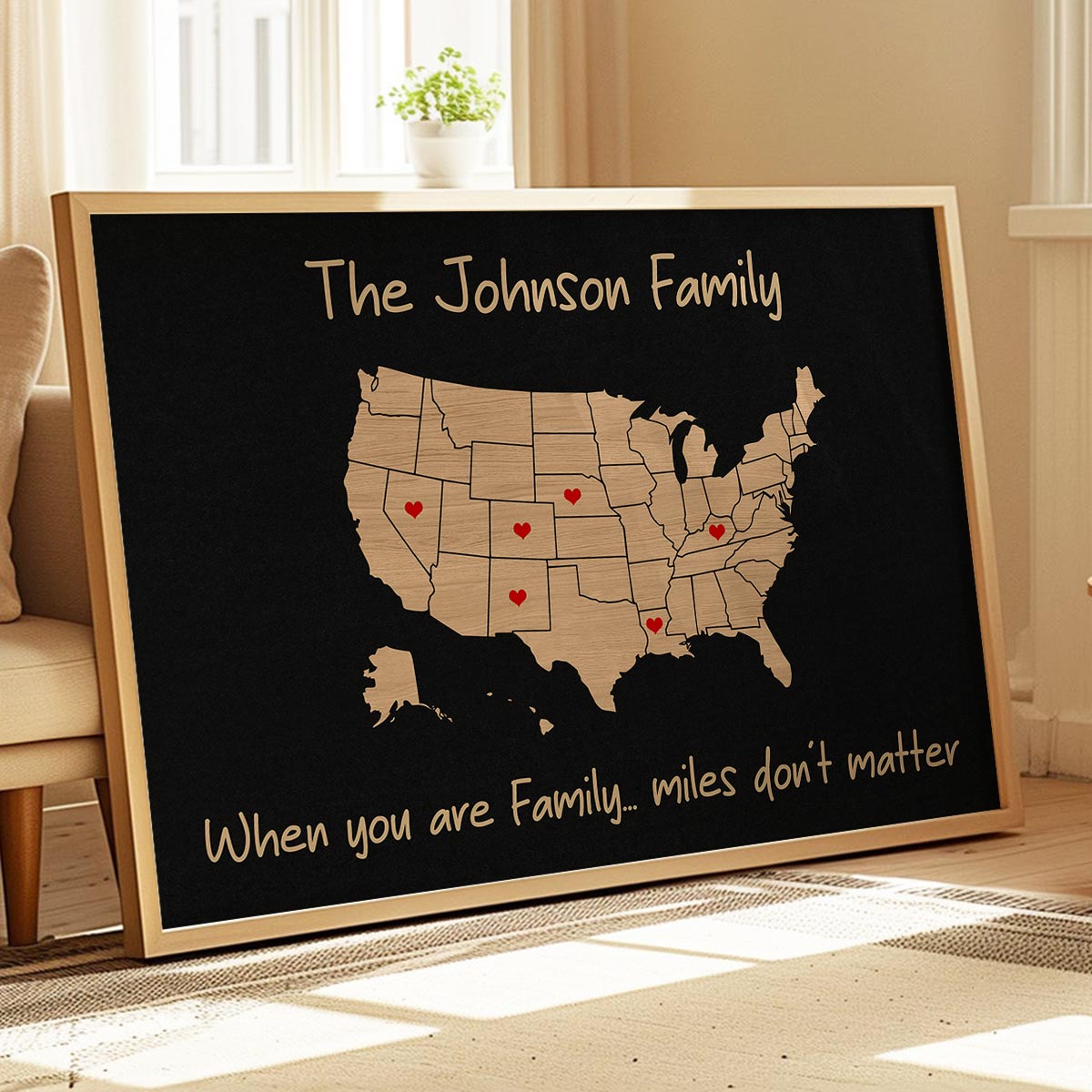 Family Close At Heart State Map Personalized Poster