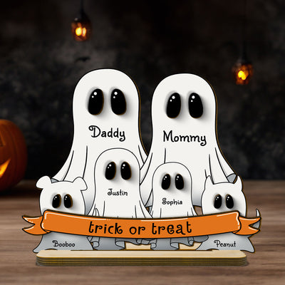 Grandma Family Boo Halloween Personalized 2-Layer Standing Wooden Plaque, Halloween Decor