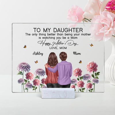 To My Daughter From Mom Happy Mother's Day Birth Flower - Personalized Acrylic Plaque - Heartfelt Gift For Daughter