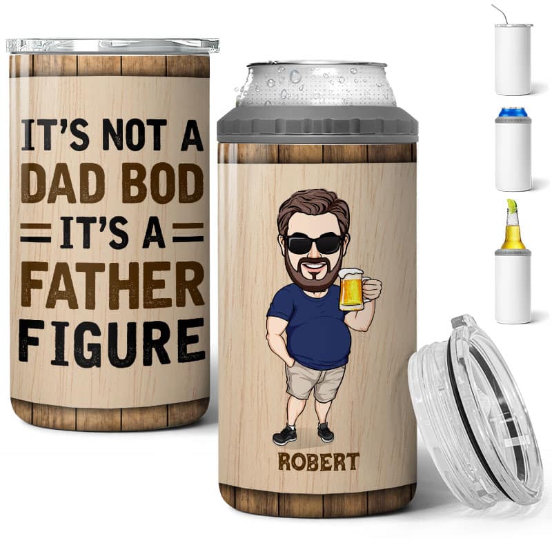 It‘s Not Dad Bod Caricature Funny Gift For Dad Personalized 4 In 1 Can Cooler