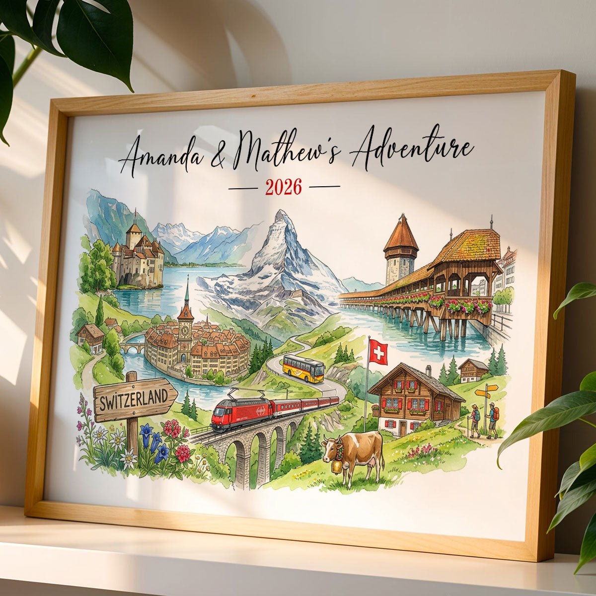 Our Adventure Travel Memory - Personalized Poster - Anniversary Christmas Gift for Couples, Wedding Gift, Honeymoon Keepsake.