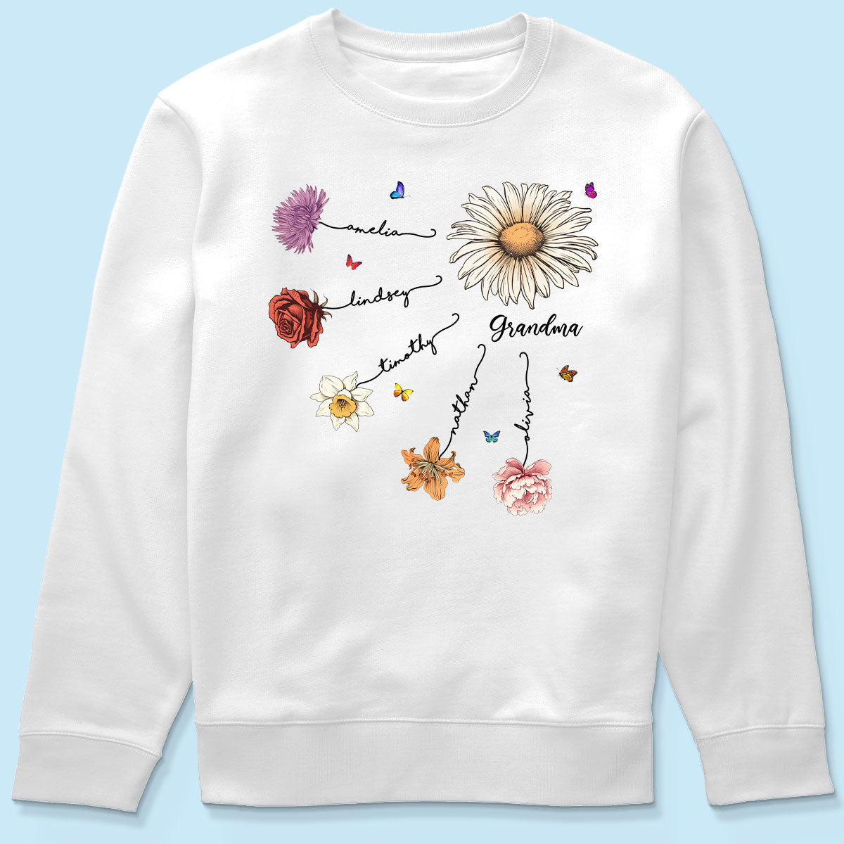 Grandma Mom Birth Flowers Personalized Shirt, Gift for Moms, for Grandmas