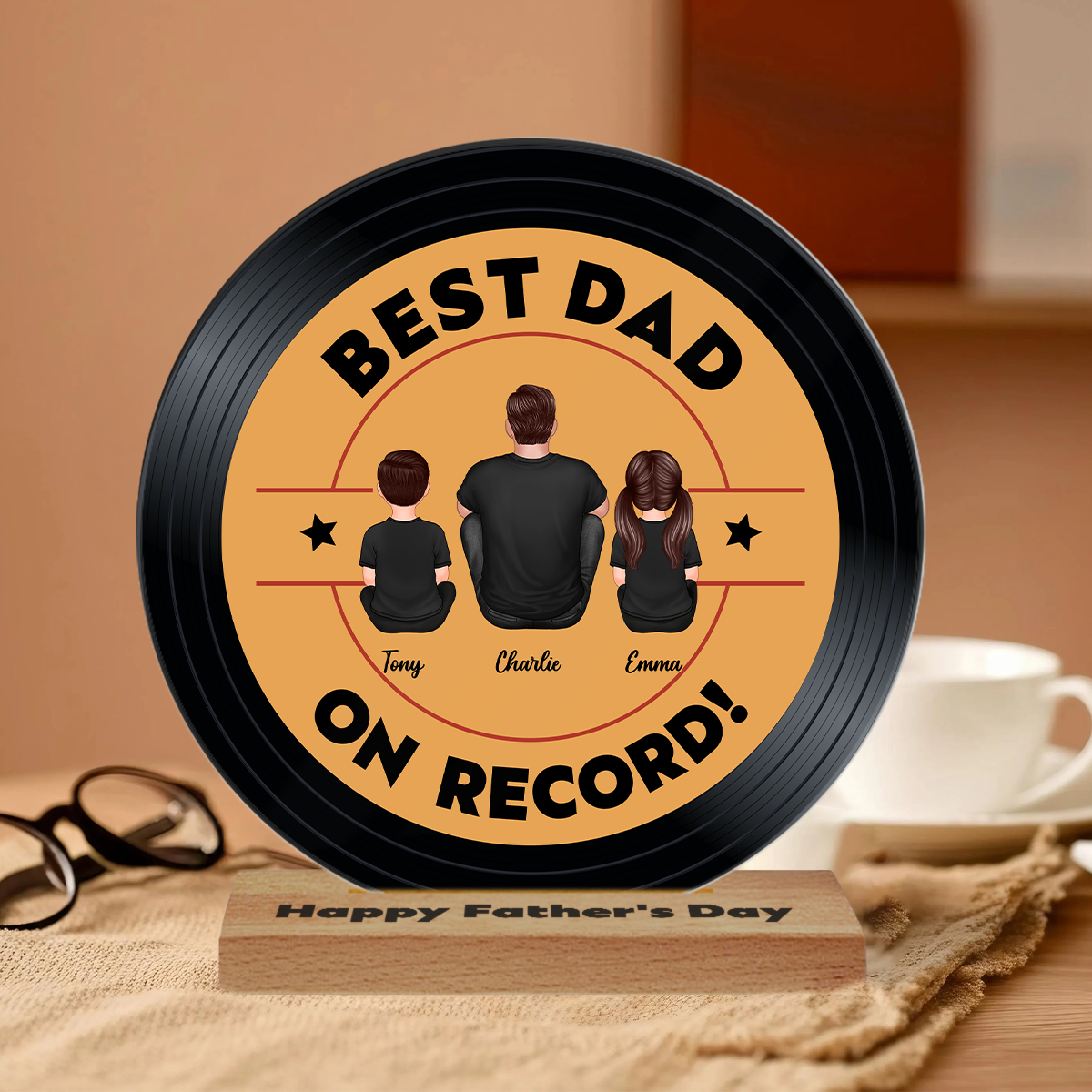 Best Dad Grandpa On Record Personalized Acrylic Record Plaque| Coolest Father's Day Gift For Dad, Grandpa