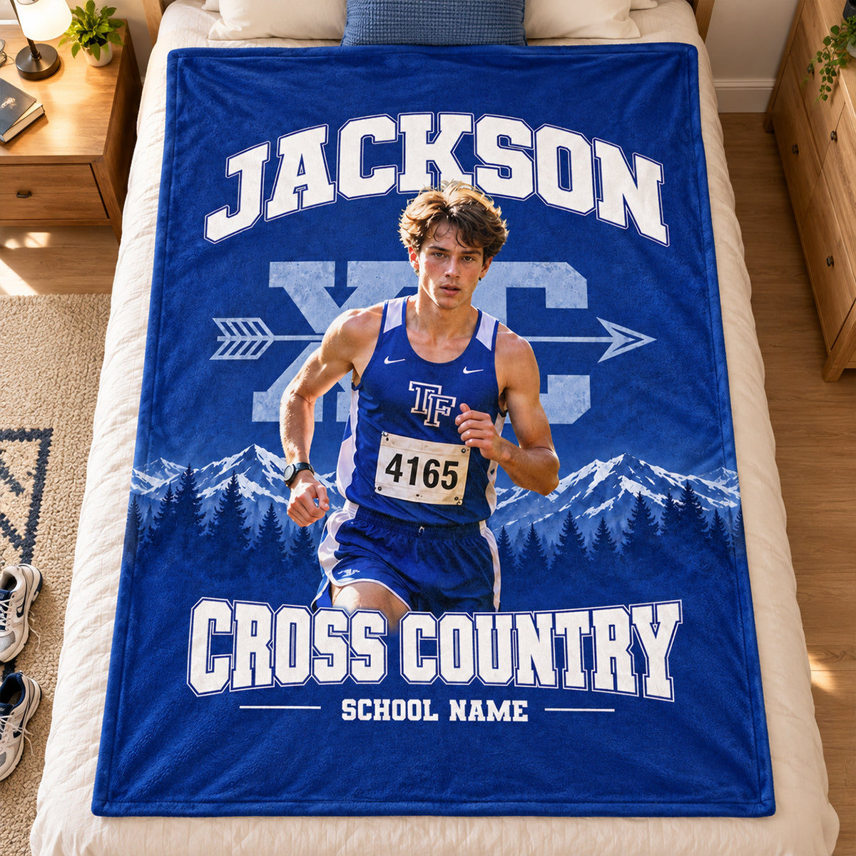 Custom Photo Cross Country - Personalized Fleece Blanket - Christmas Gift for Daughter, Son, Grandkids