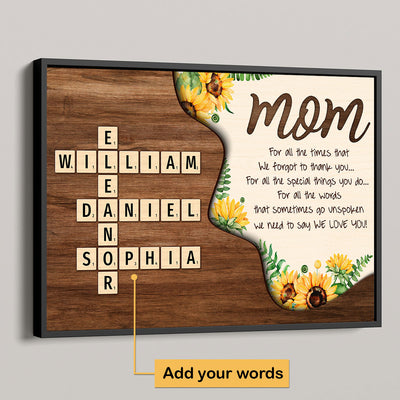 Mom For All The Time Not Thank You Crossword Puzzle Personalized Poster, Christmas Gift for Mom