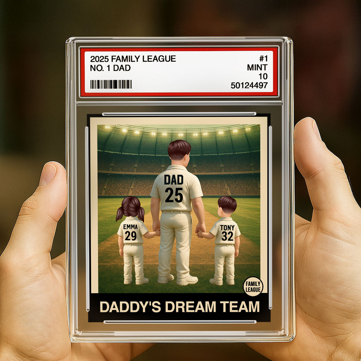 Cricket No. 1 Dad Man & Kids Trading Card Style - Personalized Acrylic Block Plaque