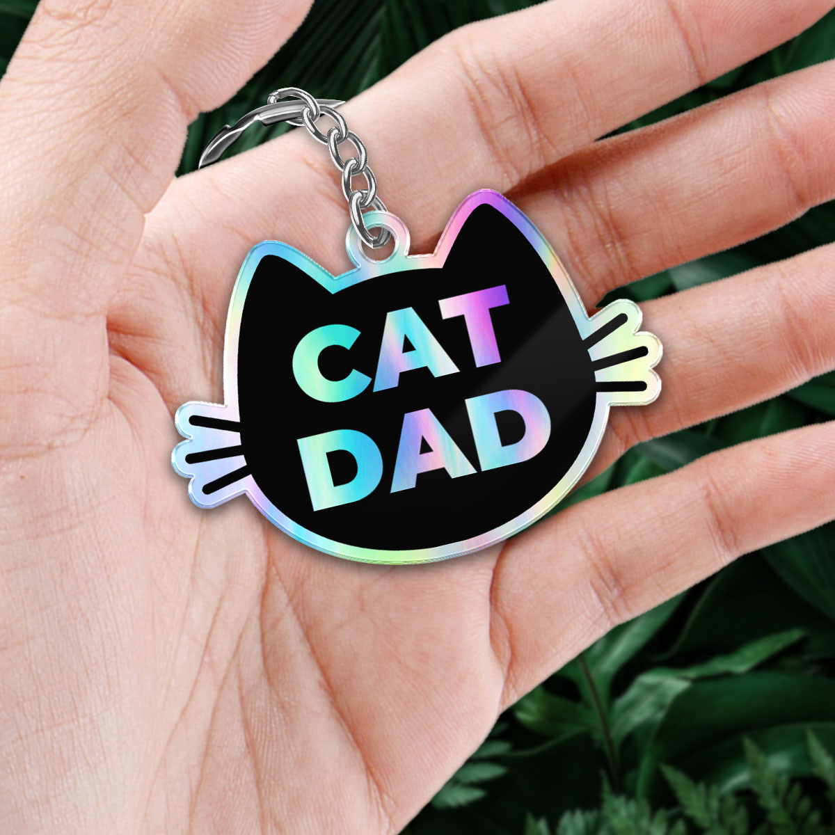 Galaxy Cat Dad Cat Face Shape Watercolor Cute Cats Father‘s Day Gift Personalized Acrylic Keychain