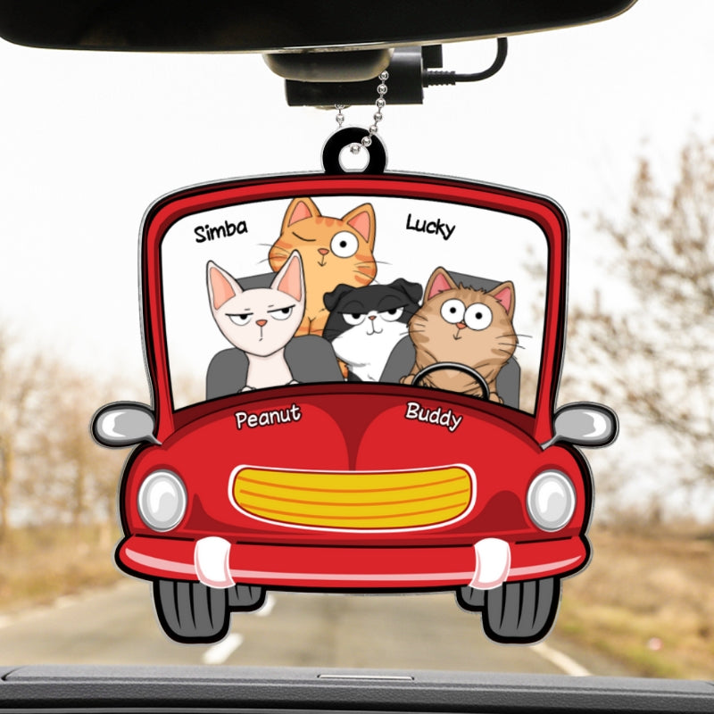 Funny Cats Expression On Car Personalized Acrylic Car Hanger