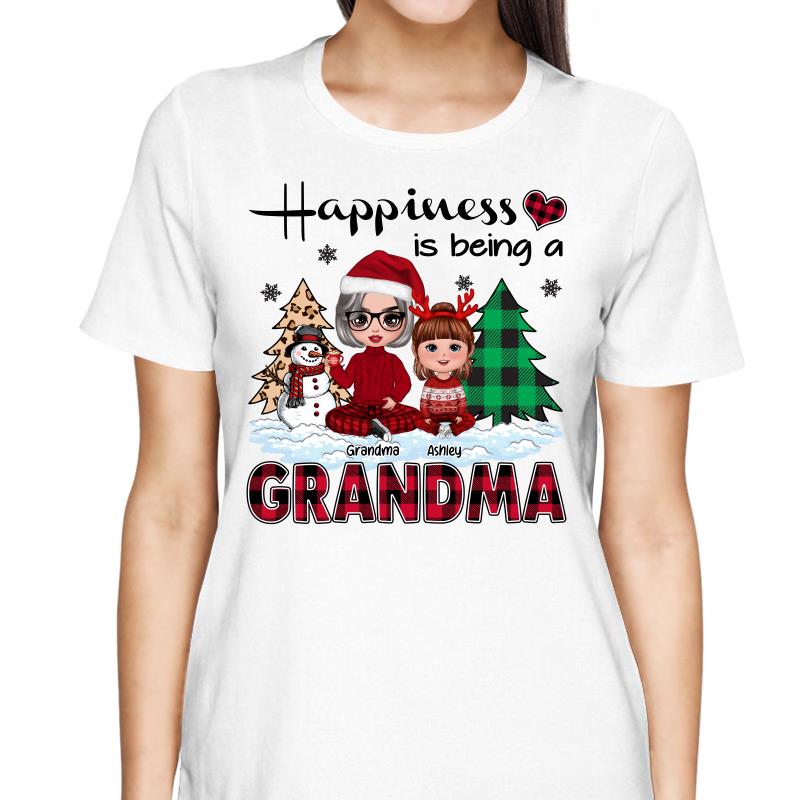 Christmas Happiness Is Being Grandma Personalized Shirt