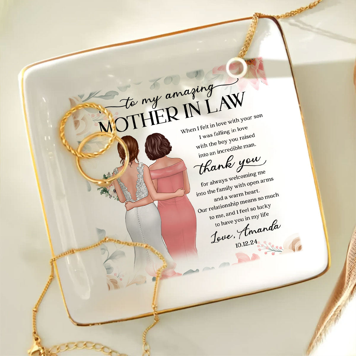 To My Amazing Mother In Law Personalized Jewelry Dish, Unique Wedding Gift, Sentimental Gift For Mother In Law From Bride