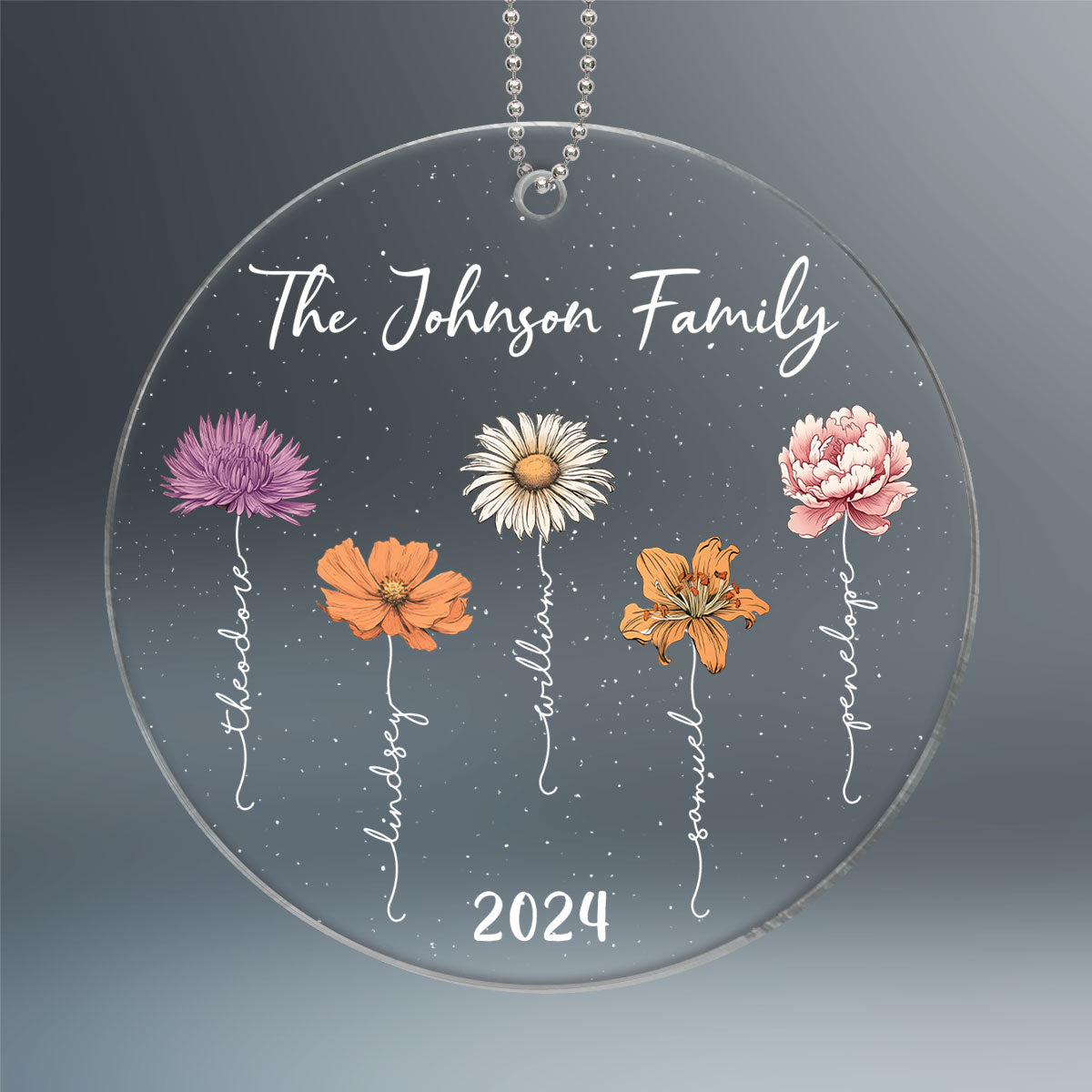 Birth Month Flower Christmas Family Personalized Acrylic Ornament