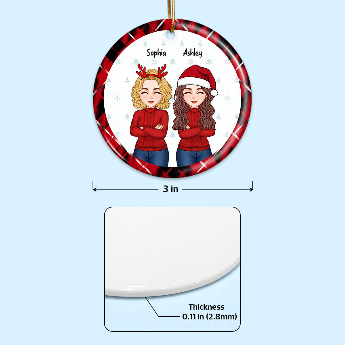 Cool Man Woman Congrats On Being My Bestie Christmas Gift For Friends Personalized Double Sided Circle Ornament