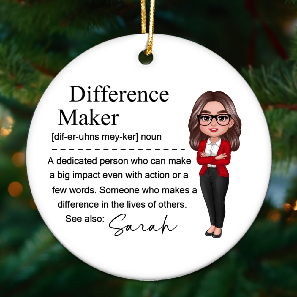 Difference Maker Personalized Ceramic Ornament, Mentor Appreciation Gift, Leader Gift, Gift for Teacher, Thank You Gift, Leaving Gift