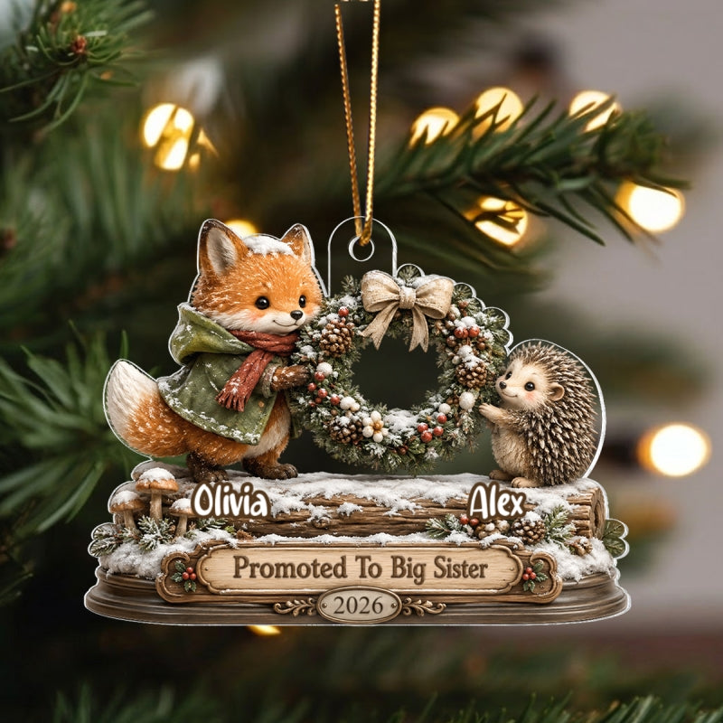 Promoted To Big Brother Sister Christmas - Personalized Acrylic Ornament - Christmas Keepsake